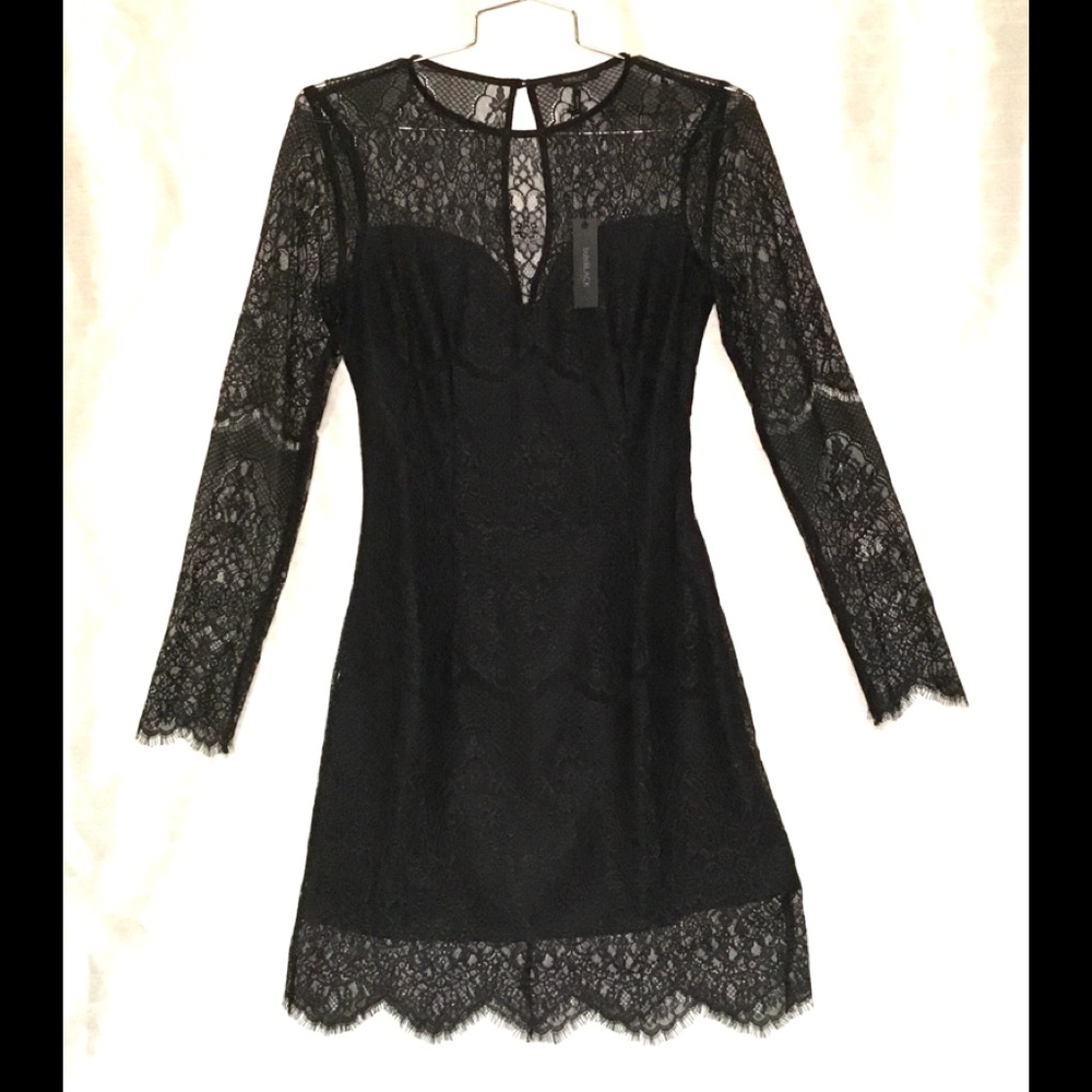 💎bobiBLACK Black Lace Formal Sheath Dress Medium